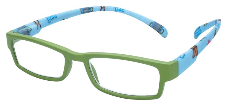 Lesebrille Klammeraffe 08 gruene wiesn seitlich Lesebrille Klammeraffe 08 gruene wiesn seitlich