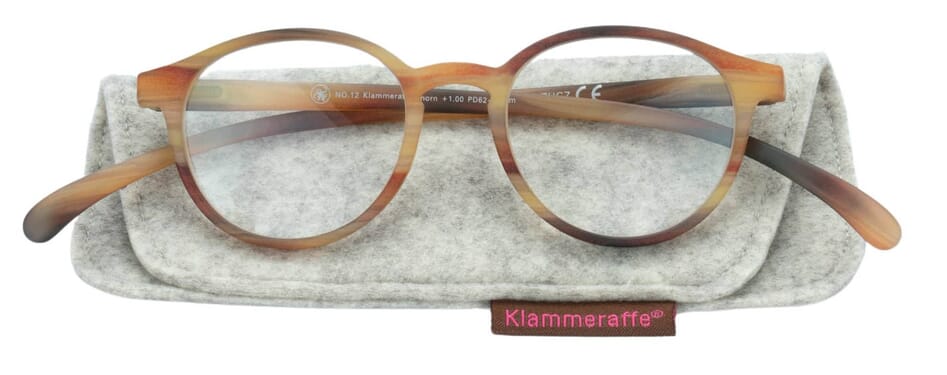 Reading glasses Klammeraffe 12 horn with case Reading glasses Klammeraffe 12 horn with case
