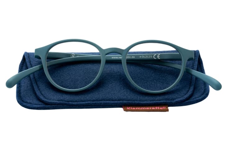 Reading glasses Klammeraffe 12 petrol with case Reading glasses Klammeraffe 12 petrol with case