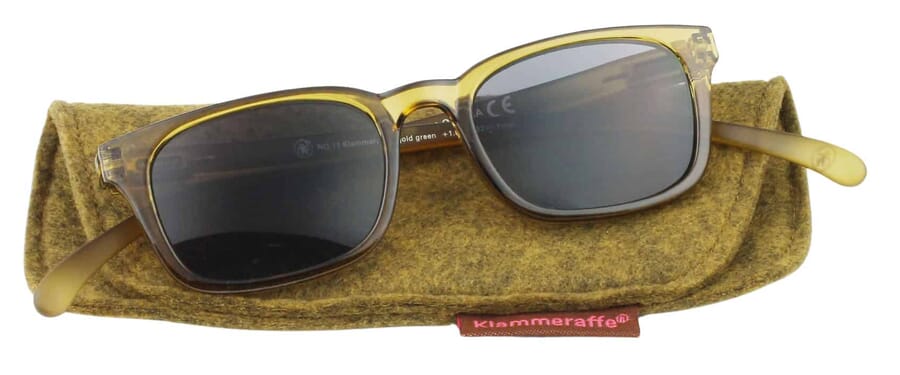 klammeraffe_sonnenlesebrille_11_gold_green_mit_etui No. 11 Golden Green