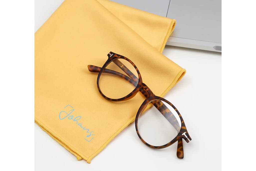 Johanes-Tuch-Gelb-mitBrille Brillen- und Displaytuch GELB