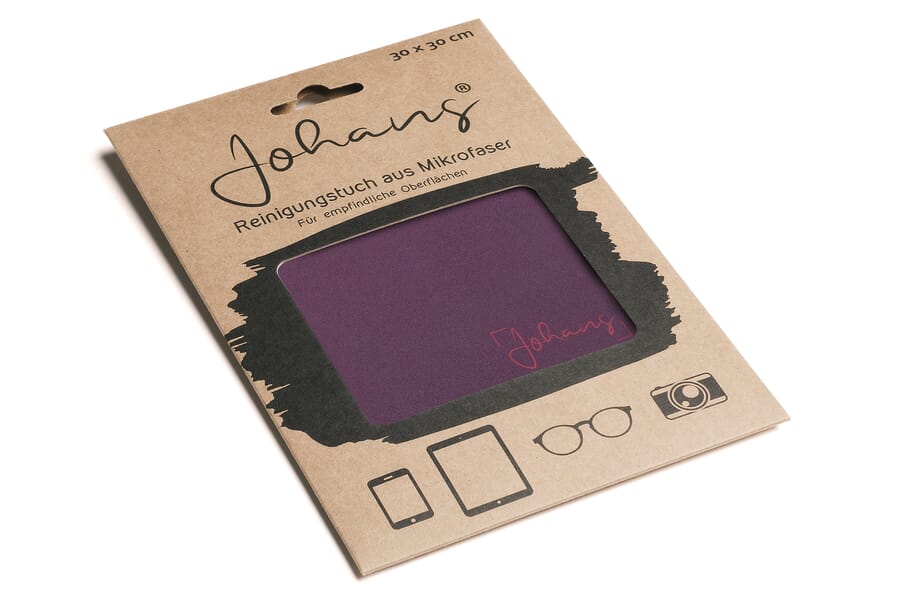 Johans_Tuch-Bordeauxrot-verpackung Brillen- und Displaytuch BORDEAUXROT