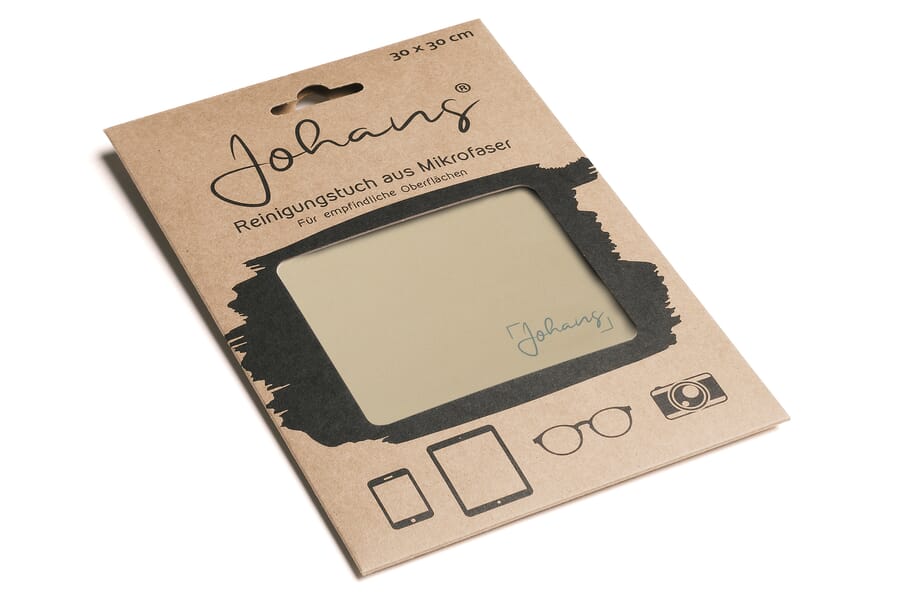 Johans_Tuch-sandgelb-verpackung Brillen- und Displaytuch SANDGELB