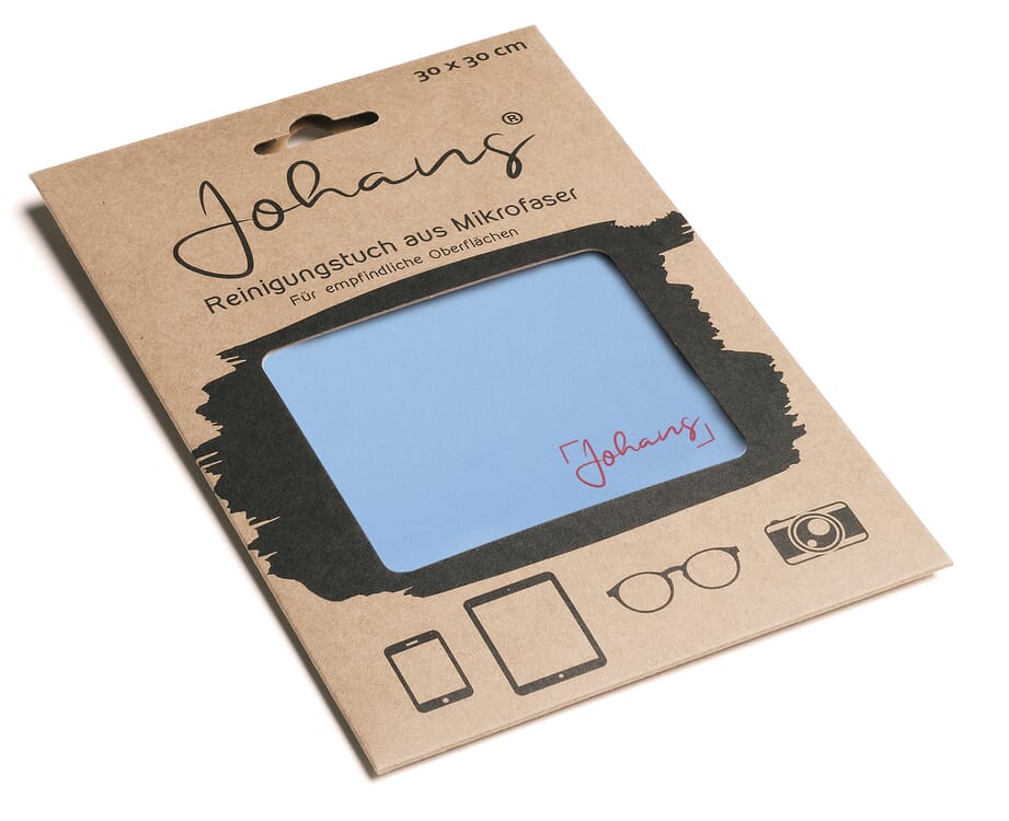 Johans_Tuch_Himmelblau-verpackung Brillen- und Displaytuch HIMMELBLAU